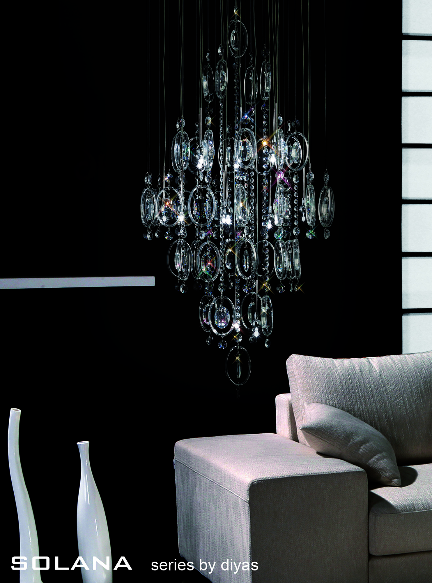 Solana Crystal Wall Lights Diyas Flush Crystal Wall Lights